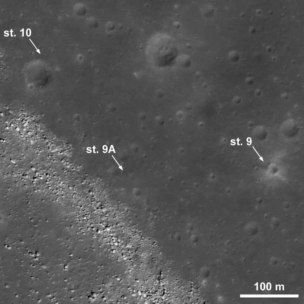 Lunar surface image for feature identification question
